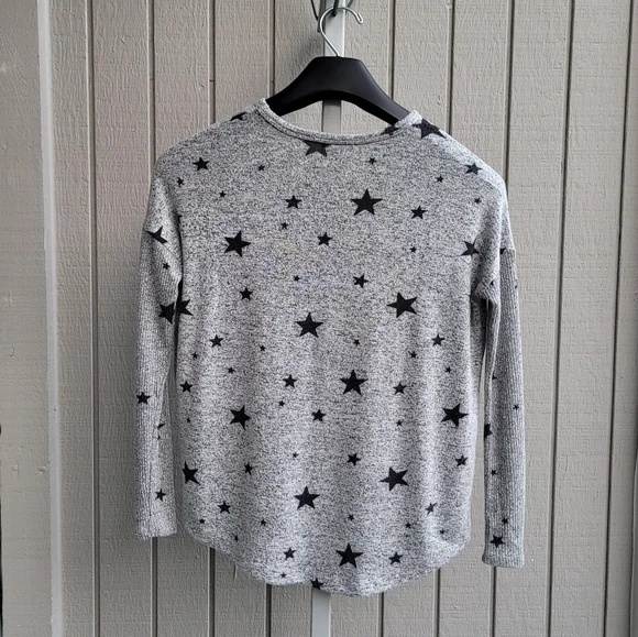 Fitted Sleeves Loose Fit Stretchy Viscose Stars Sweatshirt EUC Women's S grey - Picture 9 of 11